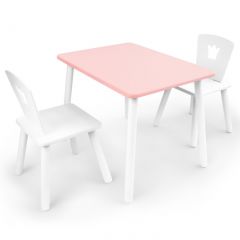 Комплект детской мебели стол и два стула Корона  (Розовый/Белый/Белый) в Березниках - berezniki.mebel24.online | фото