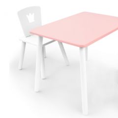 Комплект детской мебели стол и стул Корона (Розовый/Белый/Белый) в Березниках - berezniki.mebel24.online | фото