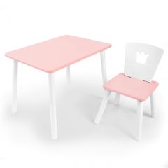 Комплект детской мебели стол и стул Корона (Розовый/Розовый/Белый) в Березниках - berezniki.mebel24.online | фото