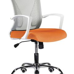 Кресло BRABIX "Wings MG-306", пластик белый, хром, сетка, серое/оранжевое, 532011 в Березниках - berezniki.mebel24.online | фото 1