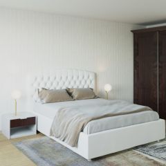 Кровать Берлин с ПМ 1200 (экокожа белая) в Березниках - berezniki.mebel24.online | фото 2