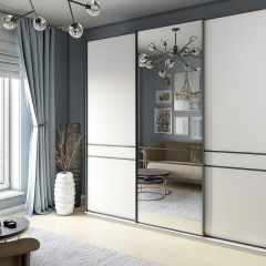 Шкаф-купе 2100 серии SOFT D5+D4+D5+B22+PL3 (по 2 ящика лев/прав+2штанги) профиль «Графит» в Березниках - berezniki.mebel24.online | фото