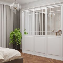 Шкаф-купе 2150 серии NEW CLASSIC K5+K5+K5+B22+PL3 (по 2 ящика лев/прав+1 штанга+1полка) профиль «Капучино» в Березниках - berezniki.mebel24.online | фото