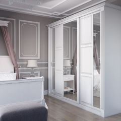 Шкаф-купе 2150 серии NEW CLASSIC K6Z+K1+K6+B22+PL2(по 2 ящика лев/прав+1 штанга+1 полка) профиль «Капучино» в Березниках - berezniki.mebel24.online | фото