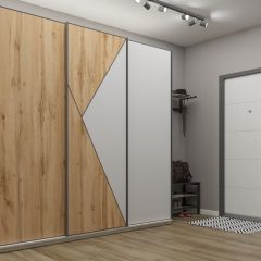 Шкаф-купе 2400 серии SOFT D2+D7+D3+B22+PL2 (по 2 ящика лев/прав+1штанга+1полка) профиль «Графит» в Березниках - berezniki.mebel24.online | фото