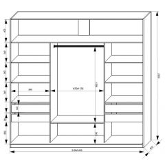 Шкаф-купе 2400 серии SOFT D2+D7+D3+B22+PL2 (по 2 ящика лев/прав+1штанга+1полка) профиль «Графит» в Березниках - berezniki.mebel24.online | фото 3