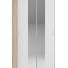 Шкаф-купе Бассо 1.0 (Дуб Сонома/Белый) 2 двери 2 зеркальные вставки в Березниках - berezniki.mebel24.online | фото