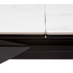 Стол CREMONA 140 HIGH GLOSS STATUARIO Белый мрамор глянцевый, керамика/ черный каркас, ®DISAUR в Березниках - berezniki.mebel24.online | фото 6