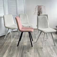 Стул ELVIS WZ2042-01 молочный фактурный велюр / белый каркас М-City в Березниках - berezniki.mebel24.online | фото 2