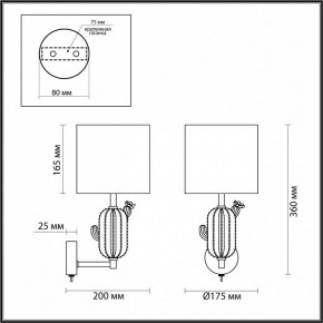 Бра Odeon Light Cactus 5425/1W в Березниках - berezniki.mebel24.online | фото 5