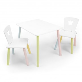 Детский комплект стол и два стула «Корона» Rolti Baby (белый/цветной, массив березы/мдф) в Березниках - berezniki.mebel24.online | фото
