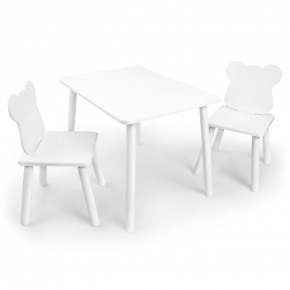 Детский комплект стол и два стула «Мишка» Rolti Baby (белый/белый, массив березы/мдф) в Березниках - berezniki.mebel24.online | фото