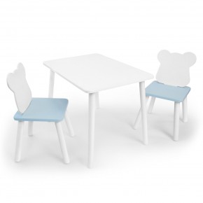 Детский комплект стол и два стула «Мишка» Rolti Baby (белый/голубой, массив березы/мдф) в Березниках - berezniki.mebel24.online | фото