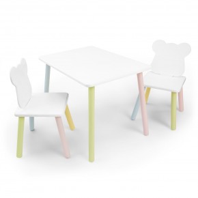 Детский комплект стол и два стула «Мишка» Rolti Baby (белый/цветной, массив березы/мдф) в Березниках - berezniki.mebel24.online | фото