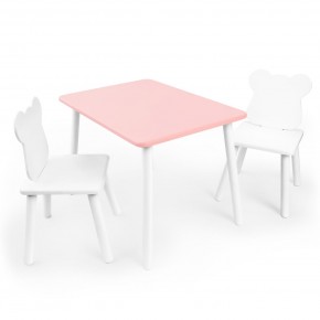 Детский комплект стол и два стула «Мишка» Rolti Baby (розовый/белый, массив березы/мдф) в Березниках - berezniki.mebel24.online | фото
