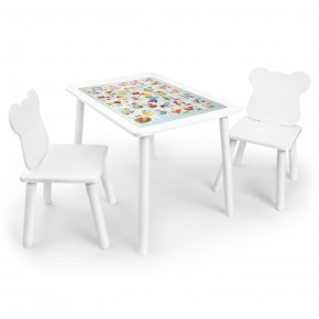 Детский комплект стол и два стула Мишка Rolti Baby с накладкой Алфавит (белая столешница/белое сиденье/белые ножки) в Березниках - berezniki.mebel24.online | фото