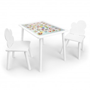 Детский комплект стол и два стула Облачко Rolti Baby с накладкой Алфавит (белая столешница/белое сиденье/белые ножки) в Березниках - berezniki.mebel24.online | фото 1