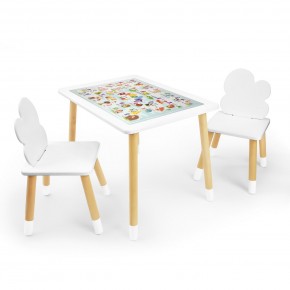 Детский комплект стол и два стула Облачко Rolti Baby с накладкой Алфавит (белая столешница/белое сиденье/береза ножки) в Березниках - berezniki.mebel24.online | фото