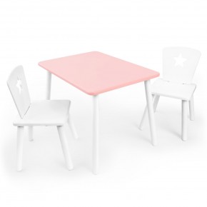 Детский комплект стол и два стула «Звезда» Rolti Baby (розовый/белый, массив березы/мдф) в Березниках - berezniki.mebel24.online | фото