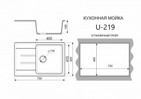Каменная мойка ULSTONE U-219 (755х505) в Березниках - berezniki.mebel24.online | фото 2