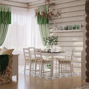 Комлект Вествик обеденный стол и четыре стула, массив сосны, цвет белый в Березниках - berezniki.mebel24.online | фото 1