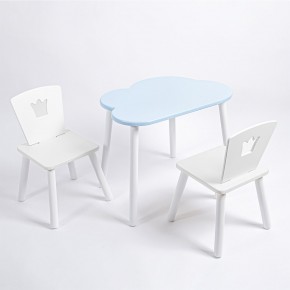 Комплект детский стол ОБЛАЧКО и два стула КОРОНА ROLTI Baby (голубая столешница/белое сиденье/белые ножки) в Березниках - berezniki.mebel24.online | фото
