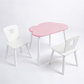 Комплект детский стол ОБЛАЧКО и два стула КОРОНА ROLTI Baby (розовая столешница/белое сиденье/белые ножки) в Березниках - berezniki.mebel24.online | фото 1