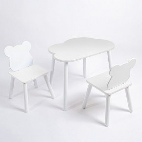 Комплект детский стол ОБЛАЧКО и два стула МИШКА ROLTI Baby (белая столешница/белое сиденье/белые ножки) в Березниках - berezniki.mebel24.online | фото
