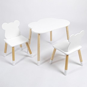 Комплект детский стол ОБЛАЧКО и два стула МИШКА  ROLTI Baby (белая столешница/белое сиденье/береза ножки) в Березниках - berezniki.mebel24.online | фото 1