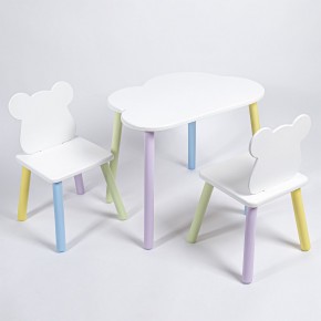 Комплект детский стол ОБЛАЧКО и два стула МИШКА ROLTI Baby (белая столешница/белое сиденье/цветные ножки) в Березниках - berezniki.mebel24.online | фото