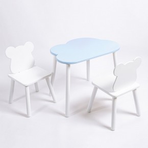 Комплект детский стол ОБЛАЧКО и два стула МИШКА ROLTI Baby (голубая столешница/белое сиденье/белые ножки) в Березниках - berezniki.mebel24.online | фото 1