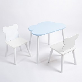 Комплект детский стол ОБЛАЧКО и два стула МИШКА ROLTI Baby (голубая столешница/белое сиденье/белые ножки) в Березниках - berezniki.mebel24.online | фото 2