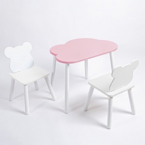 Комплект детский стол ОБЛАЧКО и два стула МИШКА ROLTI Baby (розовый столешница/белое сиденье/белые ножки) в Березниках - berezniki.mebel24.online | фото