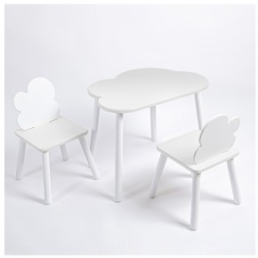 Комплект детский стол ОБЛАЧКО и два стула ОБЛАЧКО ROLTI Baby (белая столешница/белое сиденье/белые ножки) в Березниках - berezniki.mebel24.online | фото