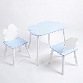 Комплект детский стол ОБЛАЧКО и два стула ОБЛАЧКО ROLTI Baby (голубая столешница/голубое сиденье/белые ножки) в Березниках - berezniki.mebel24.online | фото