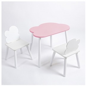 Комплект детский стол ОБЛАЧКО и два стула ОБЛАЧКО ROLTI Baby (розовая столешница/белое сиденье/белые ножки) в Березниках - berezniki.mebel24.online | фото 1