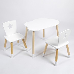 Комплект детский стол ОБЛАЧКО и два стула ЗВЕЗДА ROLTI Baby (белая столешница/белое сиденье/береза ножки) в Березниках - berezniki.mebel24.online | фото
