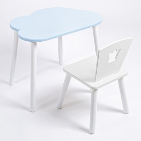 Комплект детский стол ОБЛАЧКО и стул КОРОНА ROLTI Baby (голубая  столешница/белое сиденье/белые ножки) в Березниках - berezniki.mebel24.online | фото