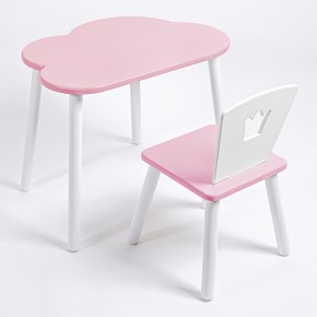 Комплект детский стол ОБЛАЧКО и стул КОРОНА ROLTI Baby (розовая столешница/розовое сиденье/белые ножки) в Березниках - berezniki.mebel24.online | фото