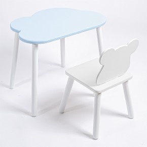 Комплект детский стол ОБЛАЧКО и стул МИШКА ROLTI Baby (голубая столешница/белое сиденье/белые ножки) в Березниках - berezniki.mebel24.online | фото