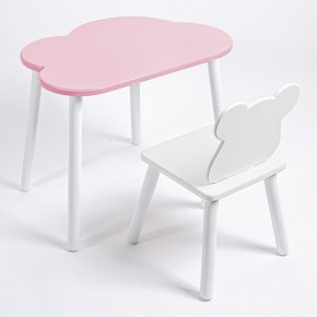 Комплект детский стол ОБЛАЧКО и стул МИШКА ROLTI Baby (розовая столешница/белое сиденье/белые ножки) в Березниках - berezniki.mebel24.online | фото