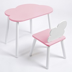 Комплект детский стол ОБЛАЧКО и стул ОБЛАЧКО ROLTI Baby (розовая столешница/розовое сиденье/белые ножки) в Березниках - berezniki.mebel24.online | фото