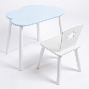 Комплект детский стол ОБЛАЧКО и стул ЗВЕЗДА ROLTI Baby (голубая столешница/белое сиденье/белые ножки) в Березниках - berezniki.mebel24.online | фото 1