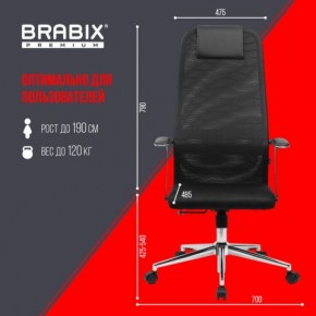 Кресло BRABIX PREMIUM "Ultimate EX-801" хром, плотная двойная сетка Х2, черное, 532917 в Березниках - berezniki.mebel24.online | фото 7