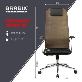 Кресло BRABIX PREMIUM "Ultimate EX-801" хром, плотная двойная сетка Х2, черное/коричневое, 532920 в Березниках - berezniki.mebel24.online | фото 6