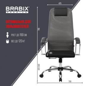 Кресло офисное BRABIX PREMIUM "Ultimate EX-800" хром, плотная двойная сетка Х2, черное/серое, 532912 в Березниках - berezniki.mebel24.online | фото 3