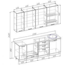 Кухонный гарнитур Капри 2200 h950 (Стол. 38мм) в Березниках - berezniki.mebel24.online | фото 2