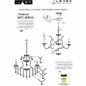 Подвесная люстра iLamp Diamond 6071-8 CR+CL в Березниках - berezniki.mebel24.online | фото 2