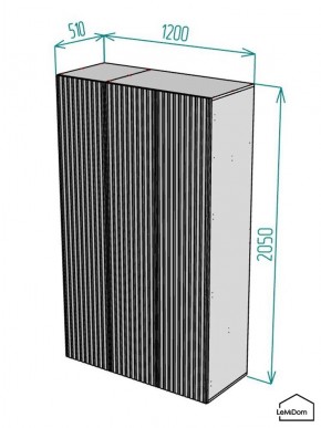 Шкаф Linnea MHR-3-1 2050х1200х510 (Графит-М 11.1.25) в Березниках - berezniki.mebel24.online | фото 2