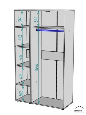 Шкаф Linnea MHR-3-1 2050х1200х510 (Графит-М 11.1.25) в Березниках - berezniki.mebel24.online | фото 3